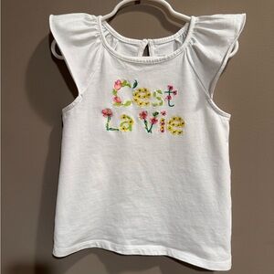 Girls Janie and Jack brand white ruffle sleeve top in pristine condition, size 6